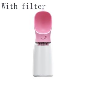 Pet Water Cup Outdoor Portable Water Bottle (Option: Pink With filter-550ML)